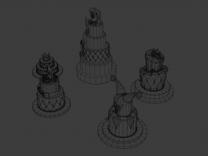 playing card style birthday cakes 3D Model