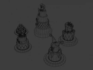 playing card style birthday cakes 3D Model