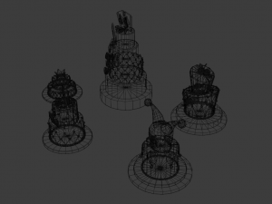playing card style birthday cakes 3D Model