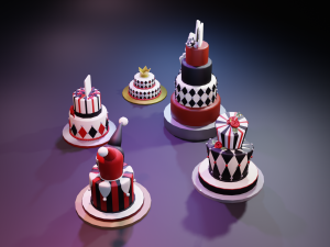 playing card style birthday cakes 3D Model