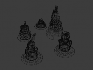 playing card style birthday cakes 3D Model