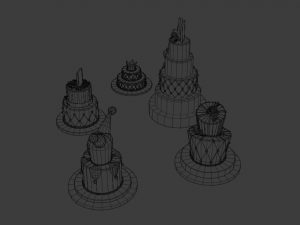 playing card style birthday cakes 3D Model