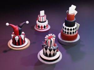 playing card style birthday cakes 3D Model