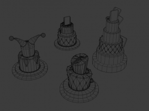 playing card style birthday cakes 3D Model