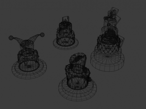 playing card style birthday cakes 3D Model