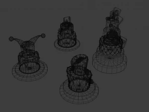 playing card style birthday cakes 3D Model