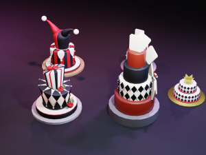 playing card style birthday cakes 3D Model