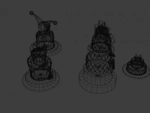 playing card style birthday cakes 3D Model