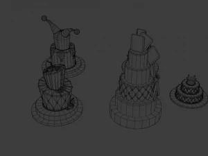 playing card style birthday cakes 3D Model