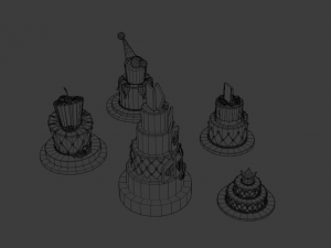 playing card style birthday cakes 3D Model