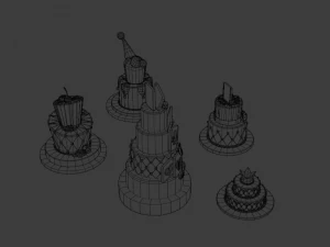 playing card style birthday cakes 3D Model