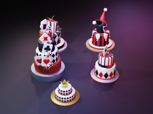 playing card style birthday cakes 3D Model
