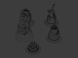 playing card style birthday cakes 3D Model