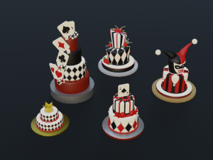 playing card style birthday cakes 3D Model
