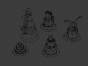 playing card style birthday cakes 3D Model