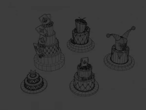 playing card style birthday cakes 3D Model