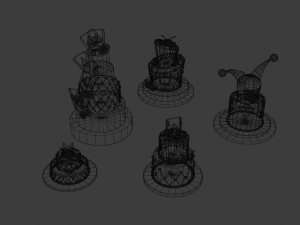 playing card style birthday cakes 3D Model