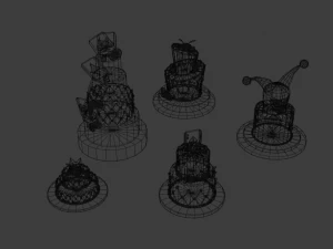 playing card style birthday cakes 3D Model