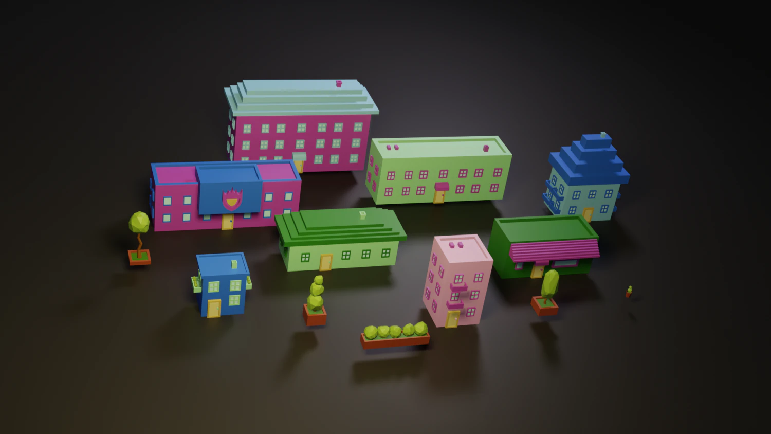 collection of cartoon houses 3D Model .c4d .max .obj .3ds .fbx .stl .blend 