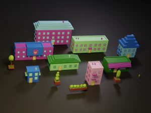 कार्टून घरों का संग्रह 3D मॉडल