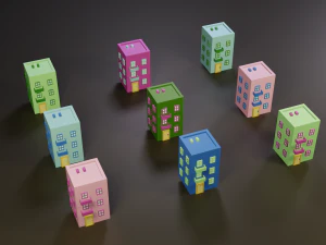 collection of cartoon houses 3D Model