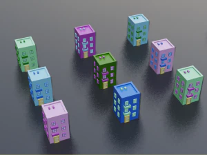 collection of cartoon houses 3D Model