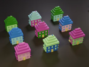 collection of cartoon houses 3D Model