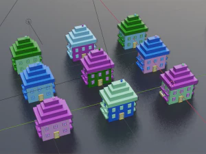 collection of cartoon houses 3D Model
