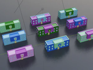 collection of cartoon houses 3D Model