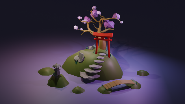 japanese island 3D Модель .c4d .max .obj .3ds .fbx .stl .blend 