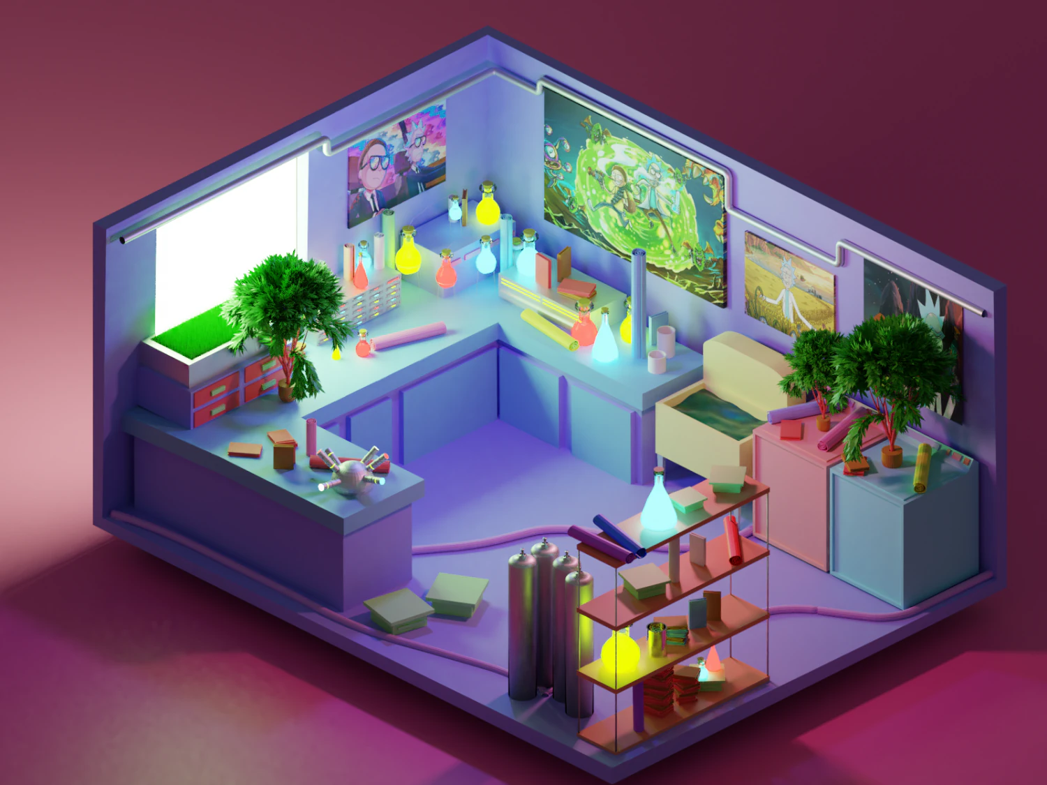 rick and morty garage 3D Model .c4d .max .obj .3ds .fbx .stl .blend 