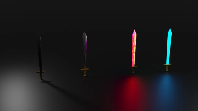 empat pedang lightsaber babak belur pedang baja lightsaber pedang baja babak belur dengan plugin Model 3D .c4d .max .obj .3ds .fbx .stl .blend