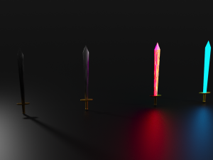 four swords lightsaber battered lightsaber steel sword battered steel sword with plugins Modèle 3D