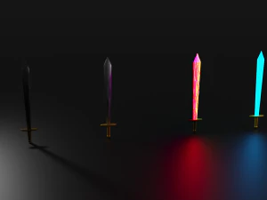 cuatro espadas sable de luz sable de luz maltratado espada de acero espada de acero maltratado con complementos Modelo 3D