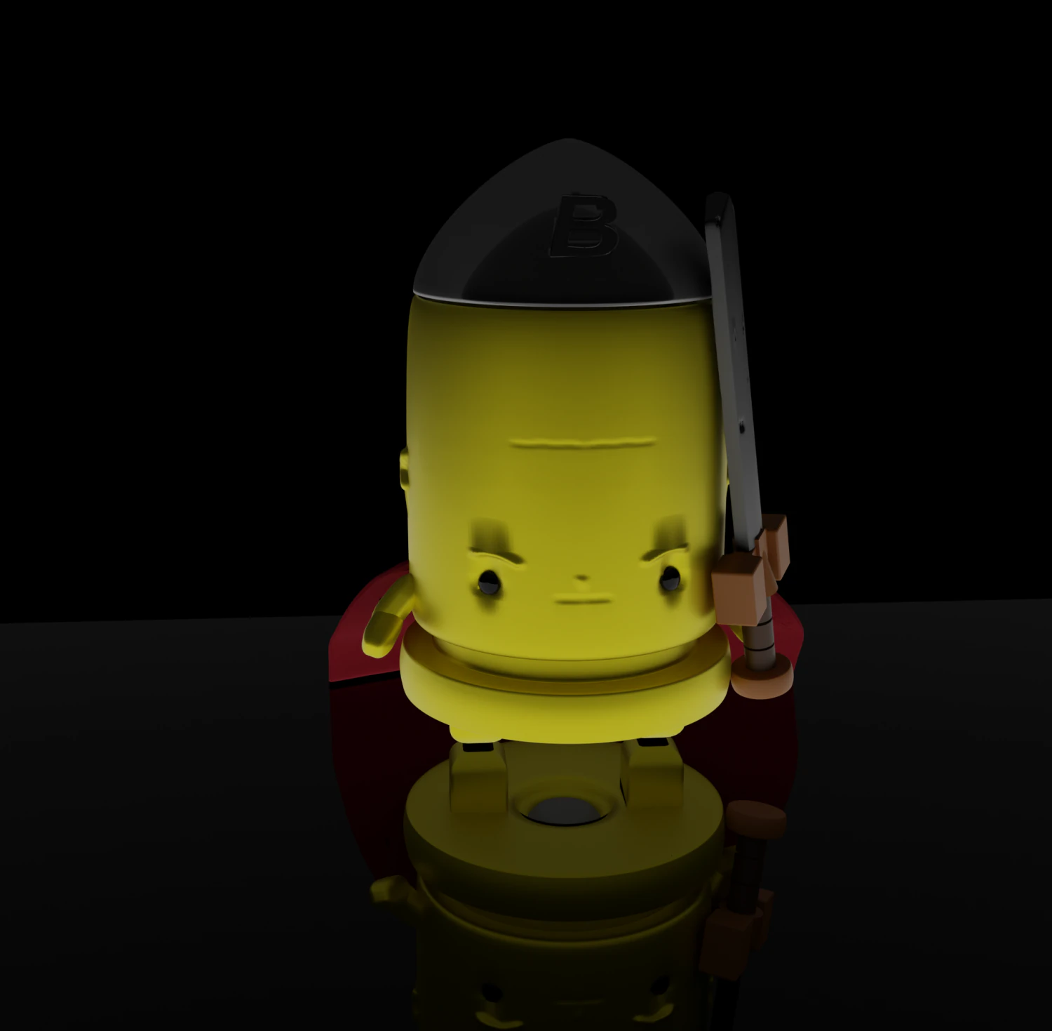 character in the form of a bullet with a sword and a cloak 3D Model .c4d .max .obj .3ds .fbx .stl .blend 