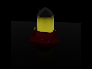 character in the form of a bullet with a sword and a cloak Model 3D