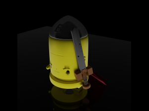 character in the form of a bullet with a sword and a cloak Model 3D