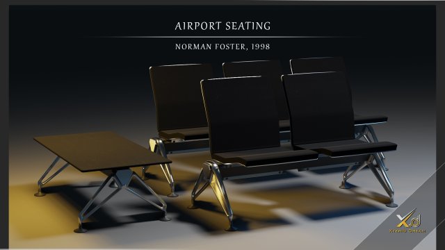 airport seatings 3D Model .c4d .max .obj .3ds .fbx .stl .blend 