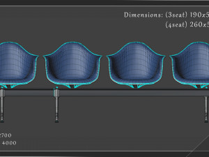 airport seatings chairs - 005 3D Model