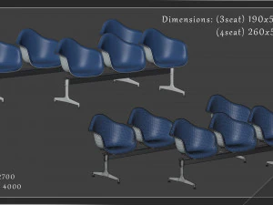 airport seatings chairs - 005 3D Model