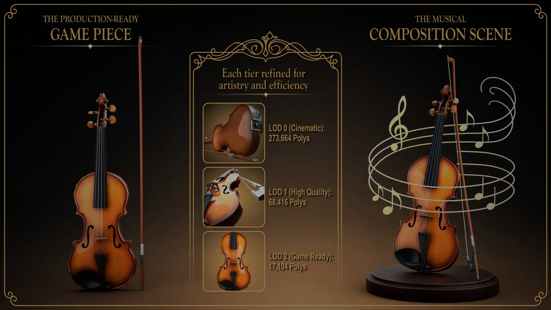 Stylized Violin and Bow - Two for One Pack 3D Model .c4d .max .obj .3ds .fbx .stl .blend 