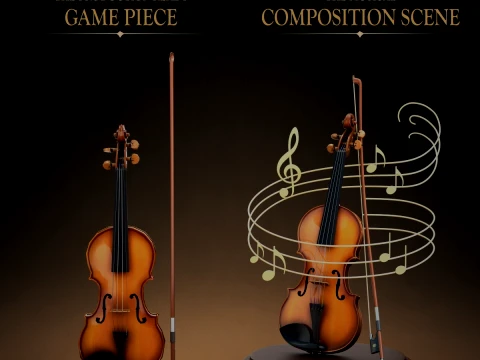 Stylized Violin Bow 3D Model