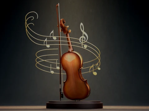 Stylized Violin and Bow - Two for One Pack 3D Model