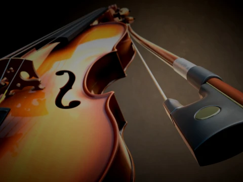 Stylized Violin and Bow - Two for One Pack 3D Model