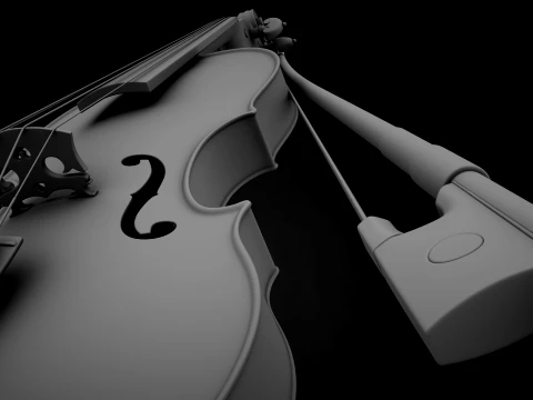 Stylized Violin and Bow - Two for One Pack 3D Model