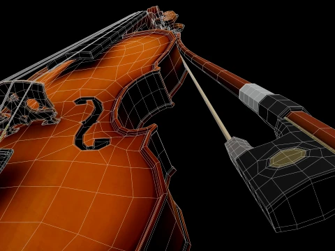 Stylized Violin and Bow - Two for One Pack 3D Model