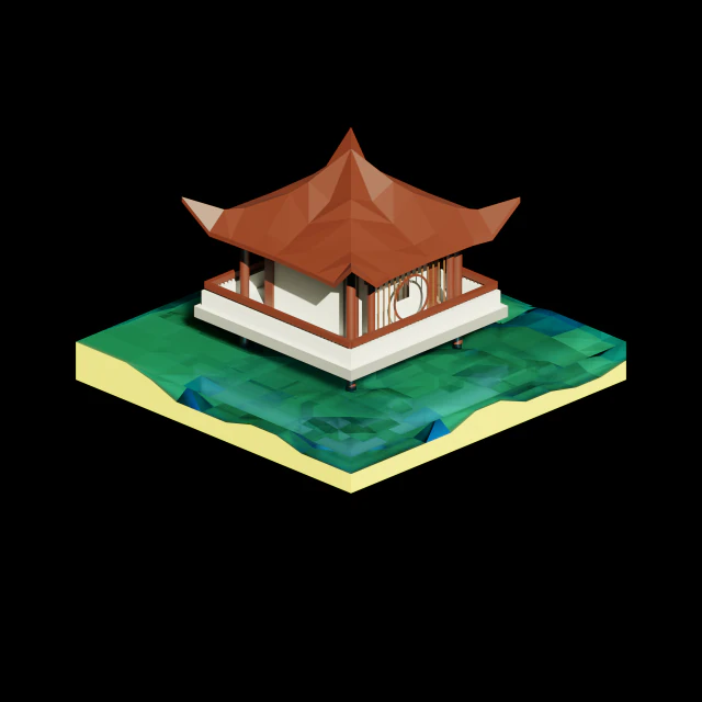 японский дом низкополигональная 3D Модель .c4d .max .obj .3ds .fbx .stl .blend 