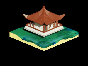 जापान हाउस लो पॉली 3D मॉडल