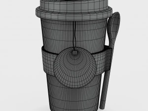 thermo cup with a spoon 3D Model
