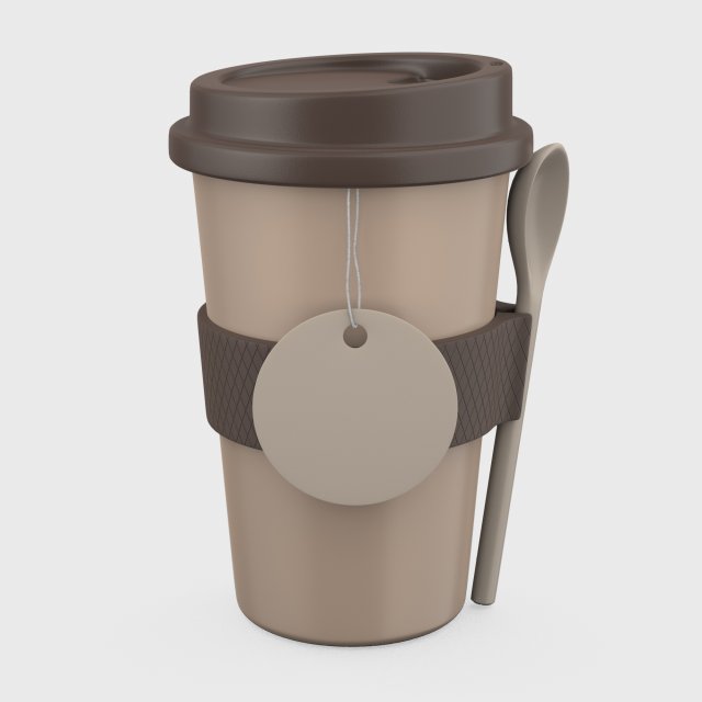 thermo cup with a spoon 3Dモデル .c4d .max .obj .3ds .fbx .stl .blend 